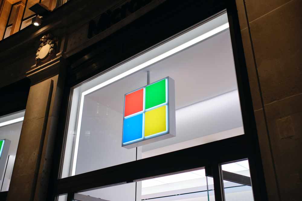 Microsoft Logo on an Office Window
