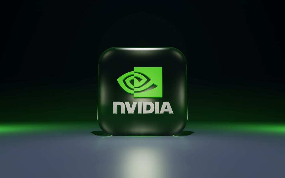 NVIDIA logo on a black and gray background