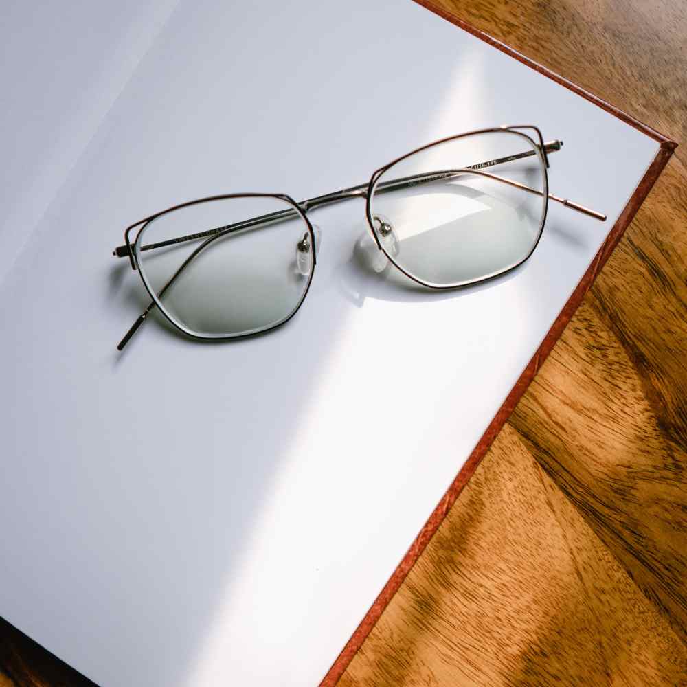 Eyeglasses on a journal
